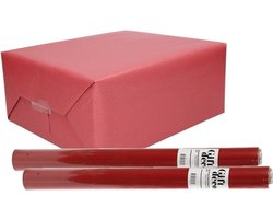 Cadeaupapier rood kleurig - 2x - 500 x 50 cm - kadopapier / inpakpapier - 60 grams - Kerst