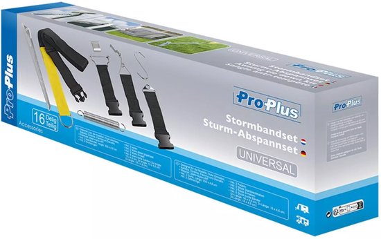 ProPlus Universele Stormbandenset - 5 M - Stormlijnset - Tent Stormkit - Caravan- en camperluifels - Voortenten - Compleet pakket - Incl. spanbanden, tentharingen en veren van ProPlus — afbeelding 3