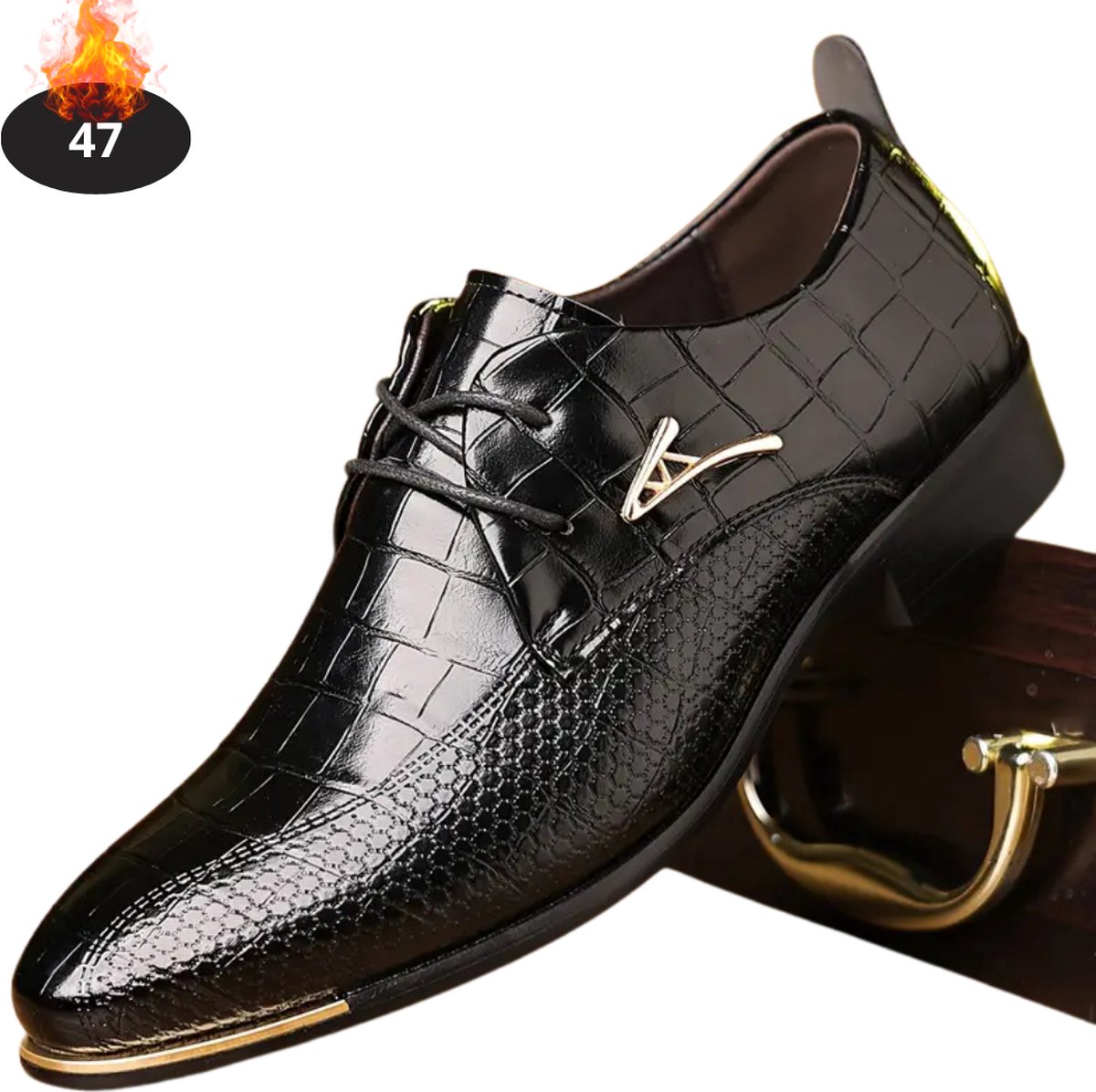 Bovista Nette Schoenen Heren Business Schoenen Bruiloft Kantoorschoenen Leer Met Veters Zwart