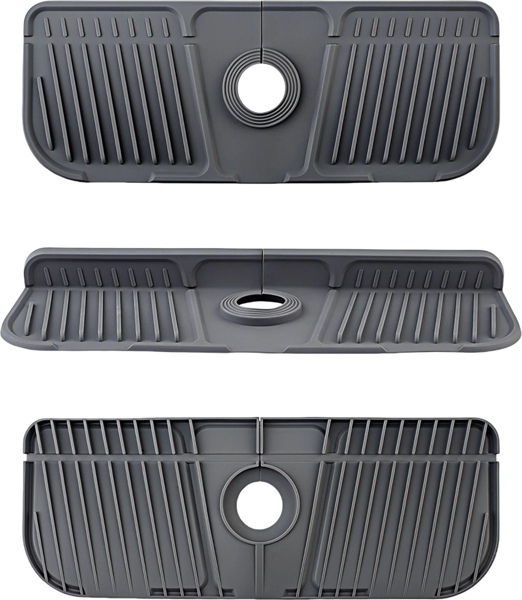 Goedkoopste Eco-vriendelijke Siliconen Kraan Afdruipmat - 37x14 cm Antislip Keukenmat en Gootsteenmat - Geschikt voor Keuken en Badkamer - Splash Bescherming, Afvoerpad en Moderne Grijs Design