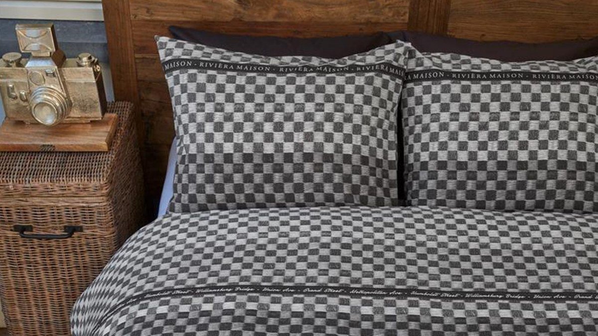 Riviera Maison Union Ave Dekbedovertrek - Lits-jumeaux - 240x200/220 cm - Sand