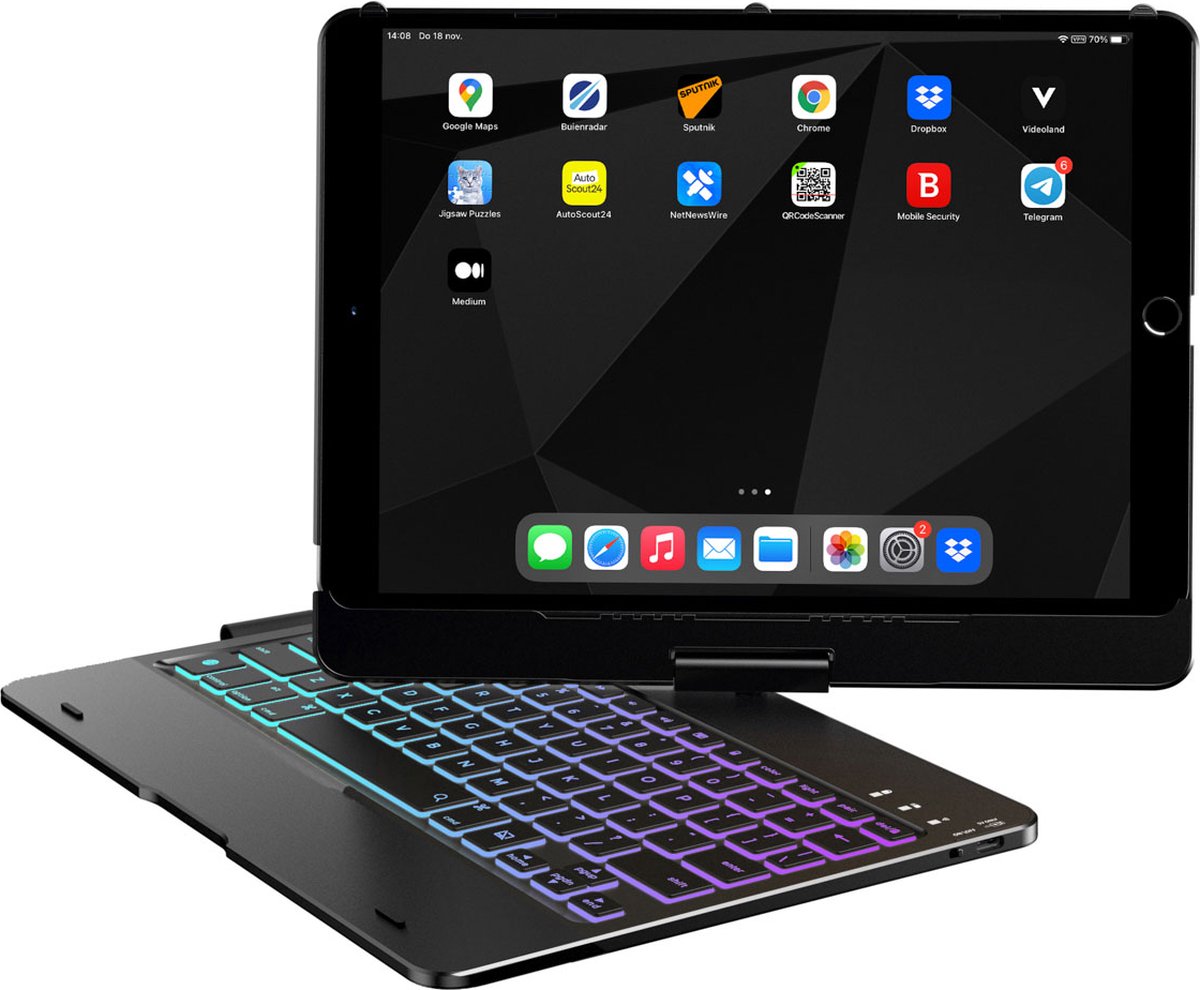 Accezz 360 Slim Keyboard Bookcase Geschikt voor de iPad 10.2 (2019/2020/2021) / Air (2022/2020) / Pro 10.5 - Zwart