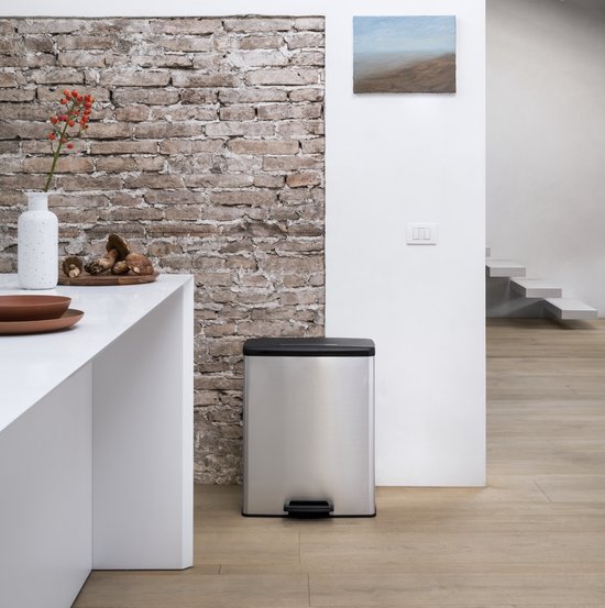 Prullenbak Curver Decobin - 65L - Rectangulaire - Gris Métallisé - Plastique Recyclé