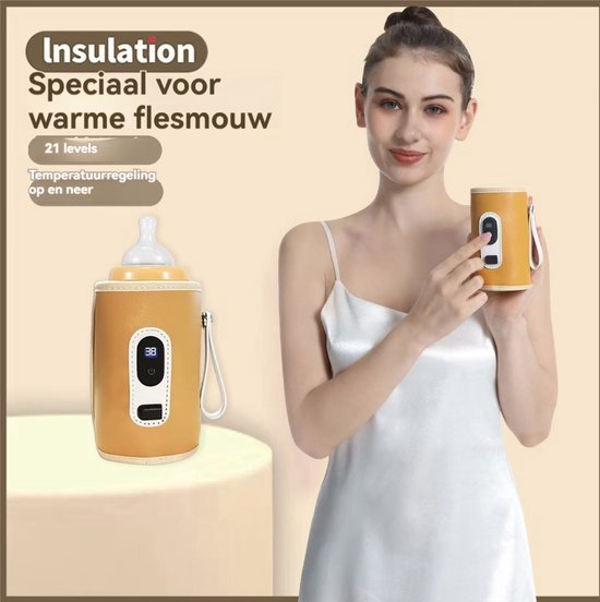 Flessenwarmer-Flessenwarmer onderweg-21 versnellingen - 42 graden constante temperatuur - Intelligente digitale - USB oplaadbaar- Waterdicht en vuilafstotend-Geschikt voor alle soorten melkflessen - Gemakkelijk mee te nemen-Blauw van Merkloos — afbeelding 3