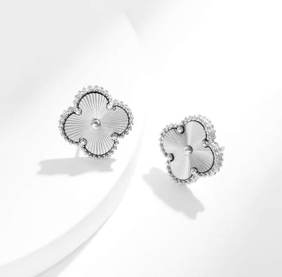 EHH BEAUTY -Zilverkleurige Klaver Oorbellen-Stainless steel - Clover -Lucky