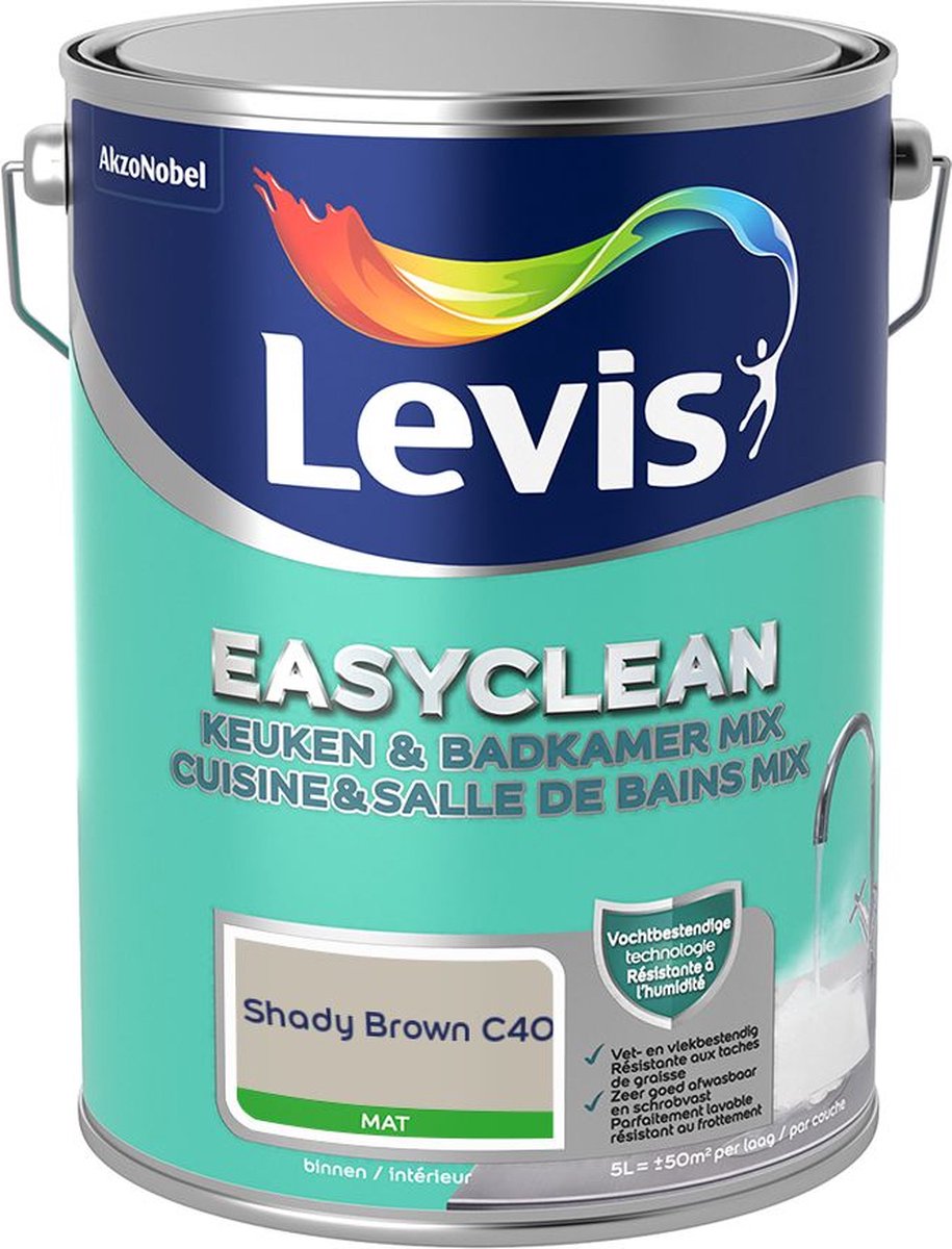 Levis - Easyclean Keuken & Badkamer Mix - Shady Brown C40 - Mengverf - 5 L