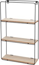 In & Out Deco Wandrek industrieel - metaal zwart - 3 houten plankjes - Afmeting 30x10x50cm