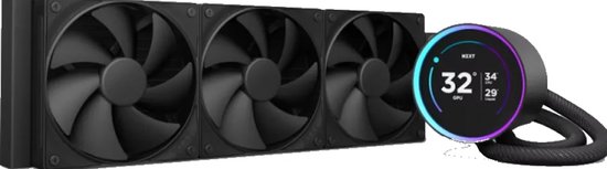 NZXT Kraken Elite 360 2024 - Vloeistof-koelsysteem processor afmeting radiator 360mm - voor Intel LGA 1851, 1700, 1200, 115X - AMD AM5, AM4 - 3 x F120P Static Pressure Fans - Zero RPM Mode - 2.72 IPS LCD - zwart