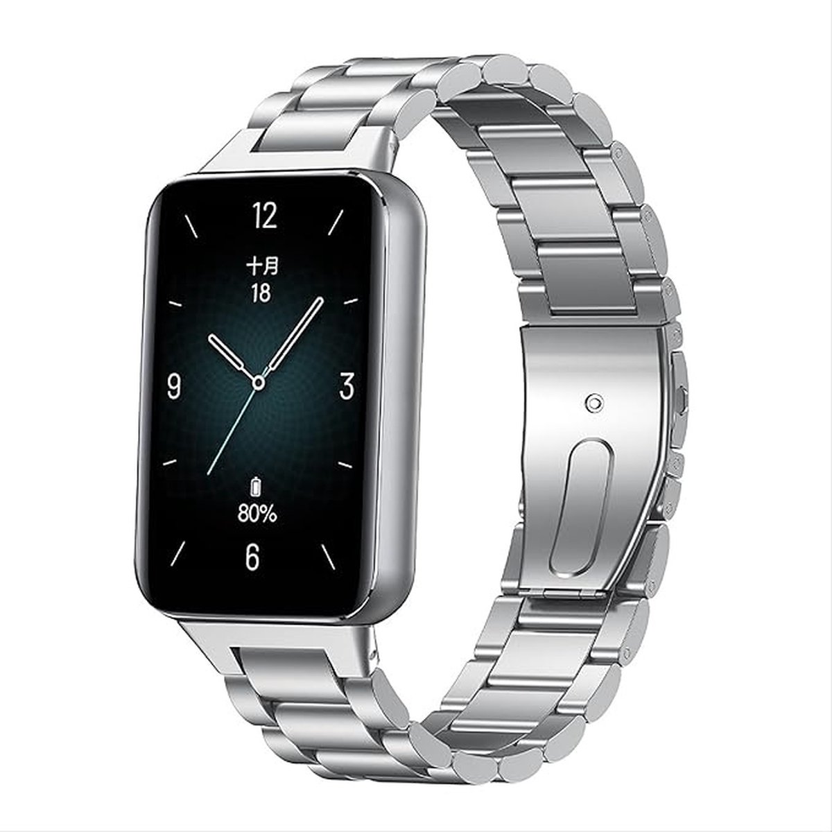 Strap-it Stalen schakel band met vlindersluiting - geschikt voor de Honor Band 9 (zilver)