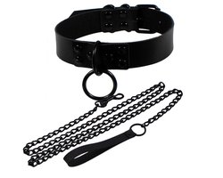 Choker met Riem - Gothic Sieraden - PU Leer - BDSM Halsband - Punk Sieraad - Zwart