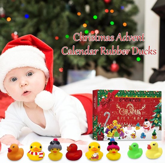 Rubberen Eendjes Adventskalender 2025, 24 Dagen Kerstkalender met 24