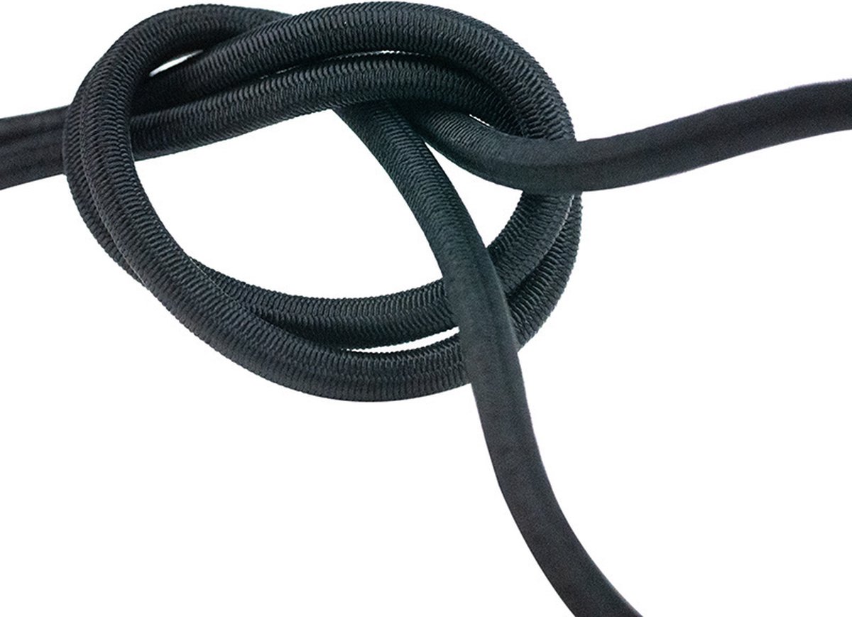 Afdekzeilwinkel - Elastisch koord 12mm zwart op rol - 10 meter