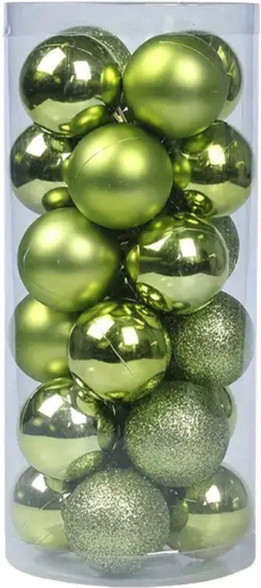 Bovista Kerstballen - Kerstversiering - Plastic - Groen - 24 stuks