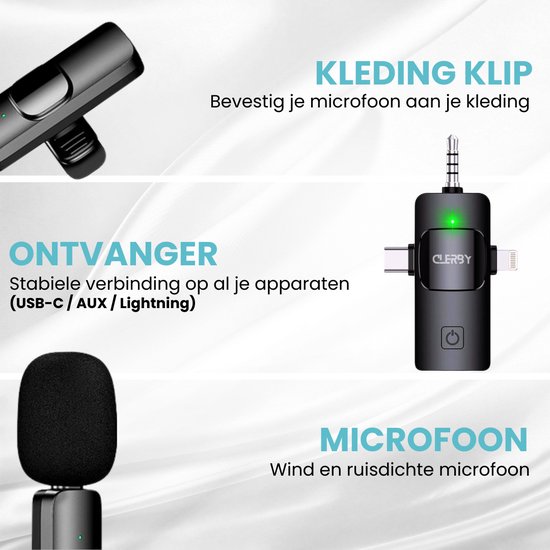 Btuty Draadloze microfoonontvanger met afneembare zuignap