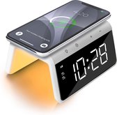 Caliber HCG019QI-WA - Wekker met draadloos laden en groot display - White