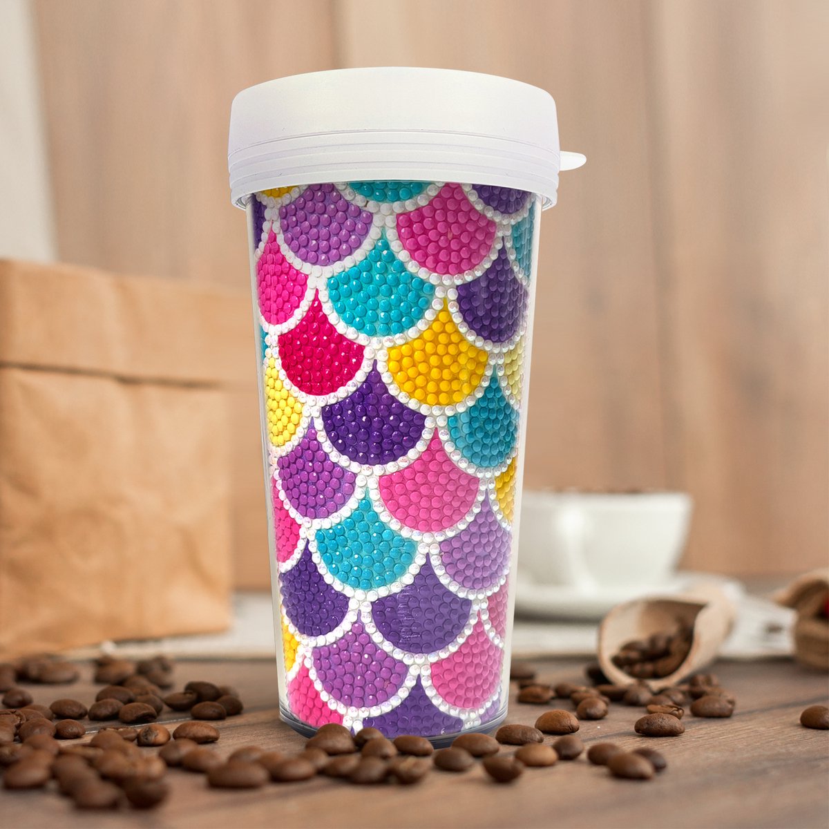 Beker 02 - Kleurrijk patroon - Diamond painting - compleet pakket - Diamond painting by Wietske