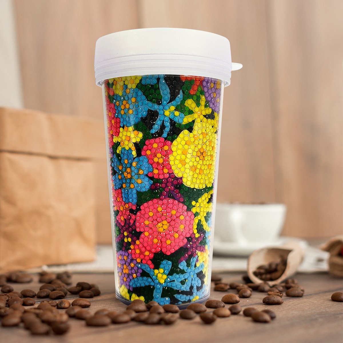 Beker 05 - Bloemen - Diamond painting - compleet pakket - Diamond painting by Wietske