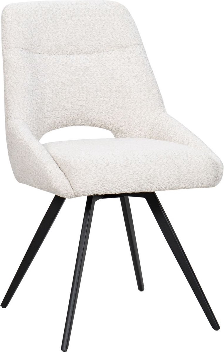 HTfurniture eetkamerstoelen-beige color-black legs wit