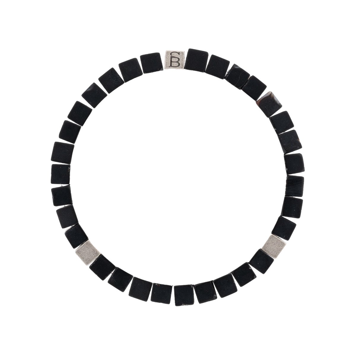 STEEL & BARNETT ® - Edelstenen armband - heren - Memphis Kubus Edelsteen Armband Obsidiaan - Obsidiaan - 20.5 CM