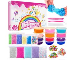 foto van Allerion Unicorn Slijm Kit – Compleet met 12 Kant-en-Klare Slijmbakjes, Glitters en Accessoires