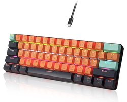 StayPowered Gaming Keyboard – Ultradun 60% Ontwerp voor Prestaties & Comfort – Mechanische Rode Switches – RGB-Verlichting – Ergonomische Keycaps – Anti-Ghosting Toetsen – USB-C Plug-and-Play – Zwart – Levering Sneller dan Aangegeven!