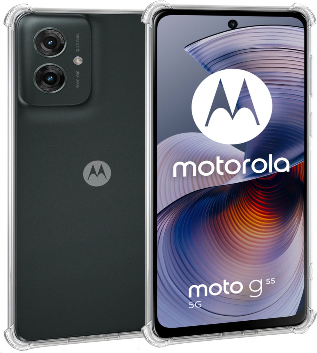 Geschikt voor Motorola Moto G55 - Hoesje - Shock Proof Case – Cover Transparant