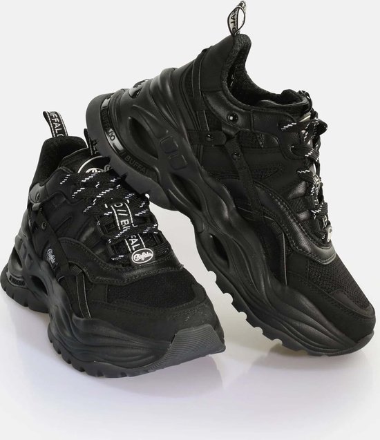 Buffalo Triplet Hollow Baskets pour femmes basses noir Taille