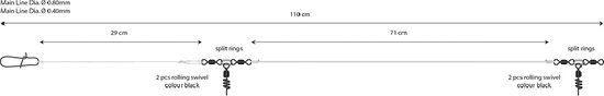 Mikado Zeevis Onderlijn Noorwegen - Kabeljauw Koolvis Heilbot - 110 cm - 0,8/0,4 mm - Zeevis Rig Quest 12 van Merkloos — afbeelding 2