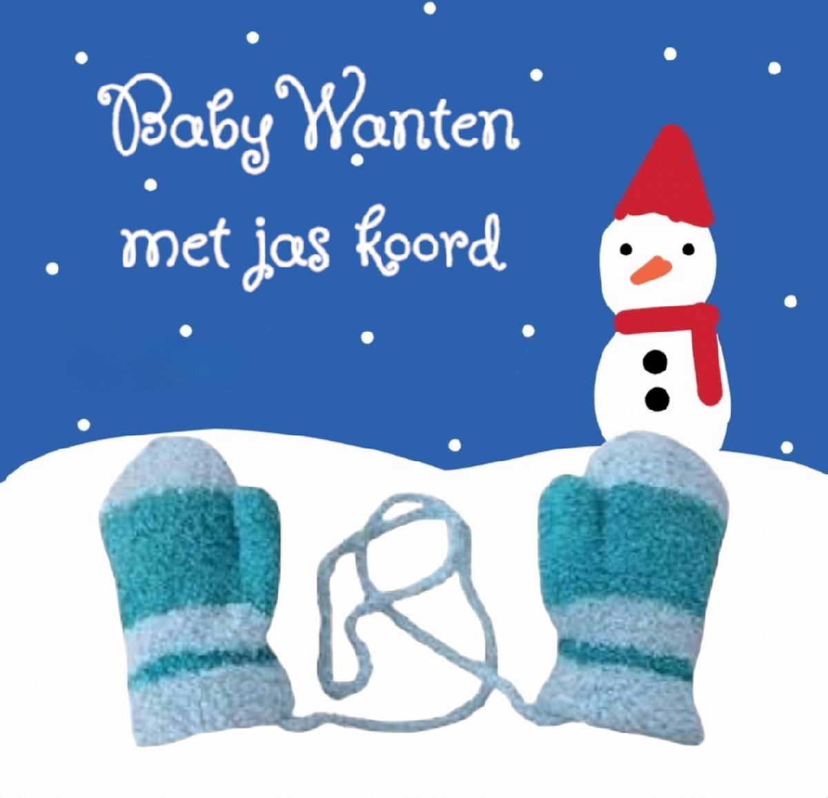 Huiscollectie - Little Boss - Gebreide herfst / winter wanten / handschoenen met jas-koord - baby / peuter 1-3 yrs - cat.1-2 - licht blauw / aqua blauw - kleine kinderen - unisex - casual