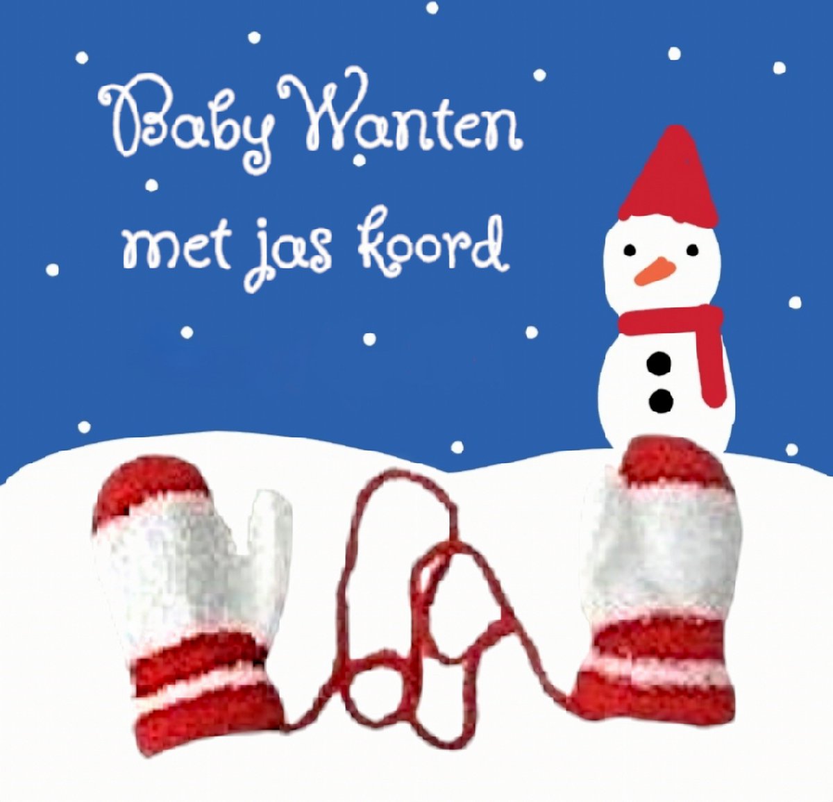 Huiscollectie - Little Boss - Gebreide herfst / winter wanten / handschoenen met jas-koord - baby / peuter 1-3 yrs - cat.1-2 - rood / wit blauw - kleine kinderen - unisex - casual