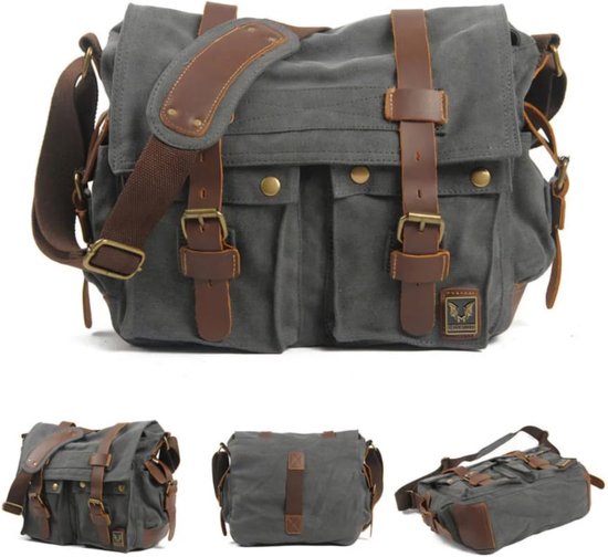 Canvas schoudertas donkergroen 14 liter | - de online hobby winkel