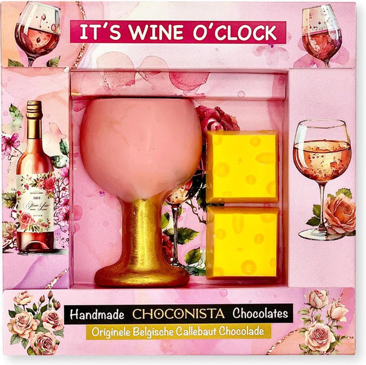 Choconista - It's Wine O'Çlock - Original Belgian Callebaut Chocolade - Cadeau voor Man - It's Wine O"' Çlock