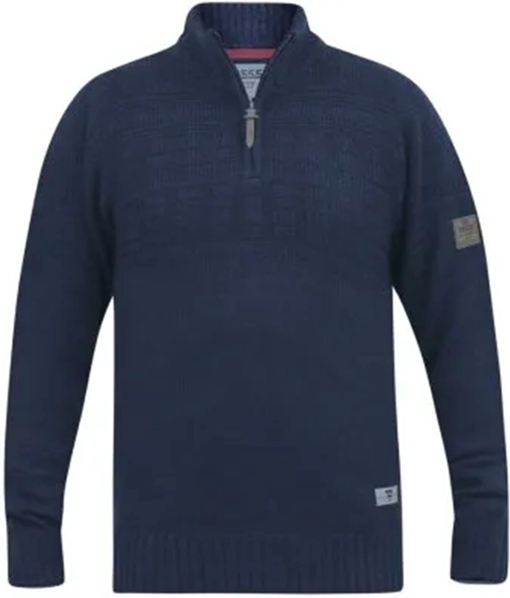Duke 555 YATES 1/4 Zip Neck Jacquard gebreide trui Blauw Maat 2XL Big Men Size