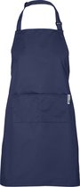 Chefs Fashion Keukenschort - Vuilafstotend Kookschort voor Dames en Heren - Horeca Schort - BBQ Schort - Unisex - Verstelbare Nekband - 2 Grote Zakken - Navy - 71 x 82 cm