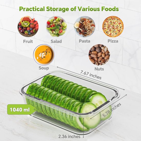 MCIRCO Glazen Maaltijdpreparatie Containers - 1040 Ml Luchtdichte Set Van 5