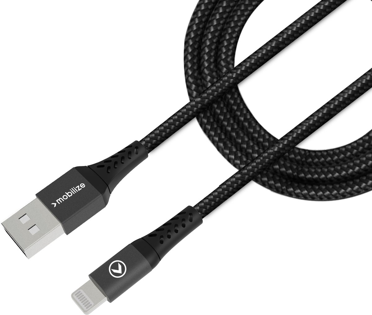 Mobilize USB-A naar Apple Lightning Kabel MFI 2 Meter - Zwart