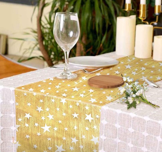 Jayusaror Tafelloper Kerstmis zwart en goud tafelkleed sneeuwvlokken