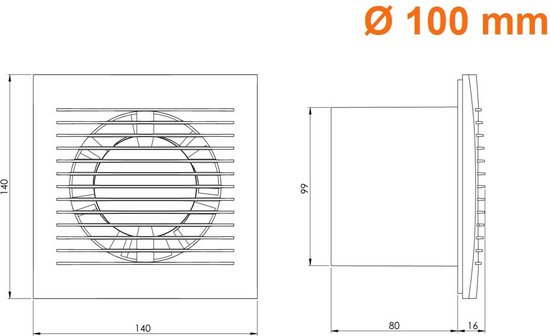 Orno Ventilation for bathroom VMC 93 m³/h and 100 mm