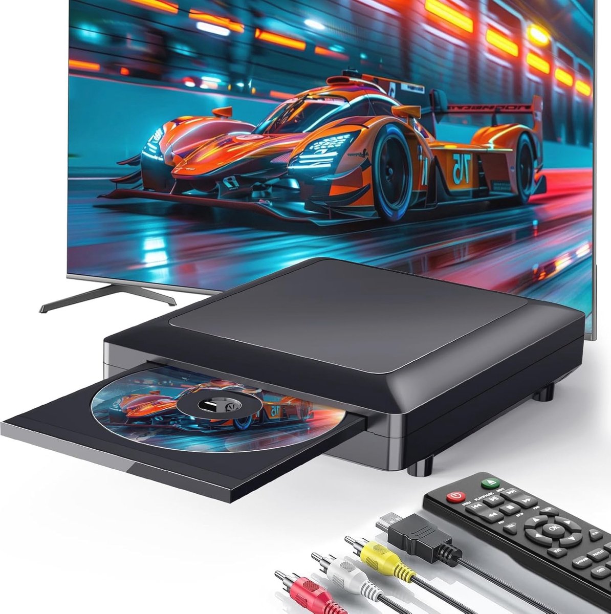 Mini DVD-Speler voor TV met HDMI/AV, USB, HD 1080p Upscaling - Region Vrij