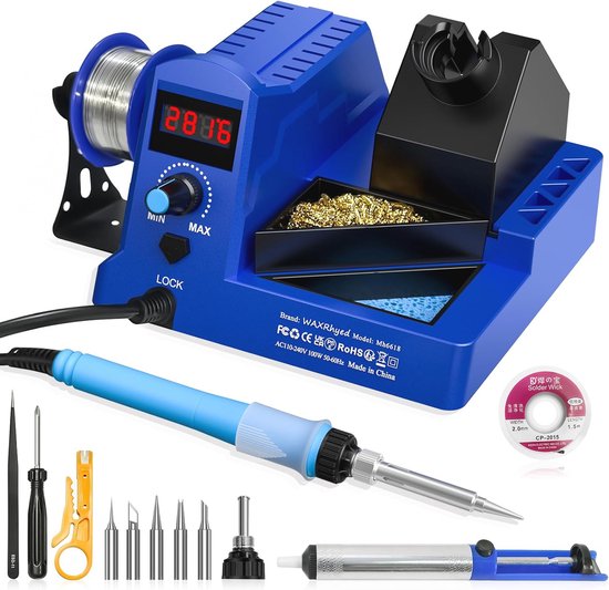 SEEKONE Soldeerstation 60W, LCD Digitaal Soldeerboutstation, Professionele Soldeerstationset 200 °C-480 °C met 5 Soldeerpunten, °C/°F Conversie, Standby Functie, Inschakelgeheugen