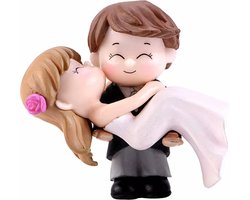 Taart topper grappig bruidspaartje - trouwen - huwelijk - bruidspaar - bruid - bruidegom - bruidstaart - taart - topper - decoratie