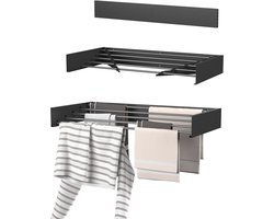 Inklapbaar Wanddroogrek Aluminium - 80x50x10 cm, Geschikt voor Binnen en Buiten, Met Verbeterde Stangbevestigingen