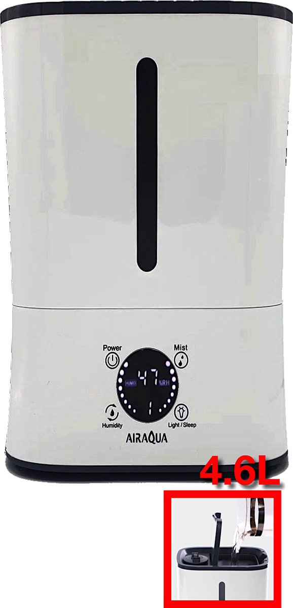 luchtbevochtiger AirAqua Alpha-2 (4.6L) | Let op; tijdelijk incl. luchtbevochtigers aroma | kalkfilter & zonder remote (kleur WIT)