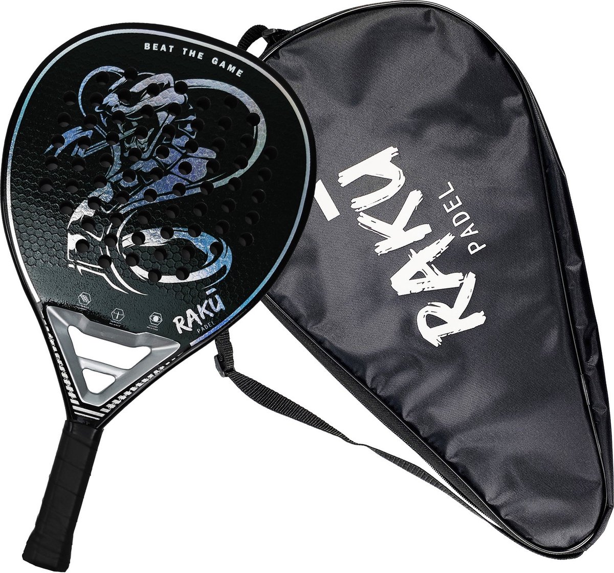 Raku® Cobra Series - Padel Racket - Padel - Padelrackets - Racket - Paddle - Carbon - Inclusief Padelzak