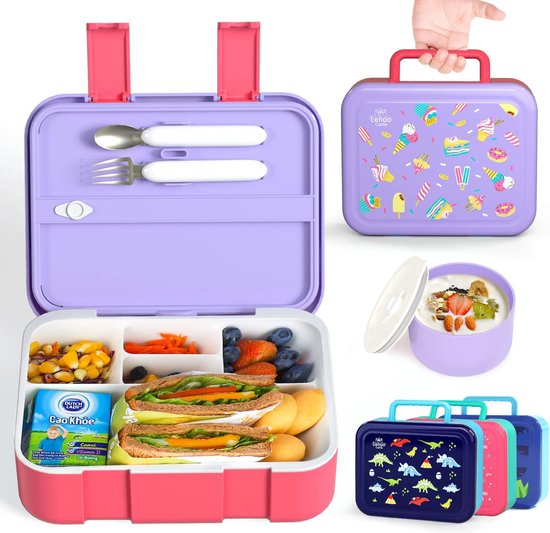 Tutete Lunchbox voor kinderen, klein, 380 ml, voor school, magnetron- en vaatwasmachinebestendig, luchtdichte sluiting, ideaal voor park of school, 100% BPA-vrij, Animal Friends