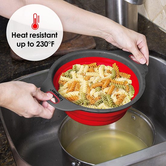 Opvouwbare Siliconen Vergiet Set met Handvatten - Ruimtebesparend en ...