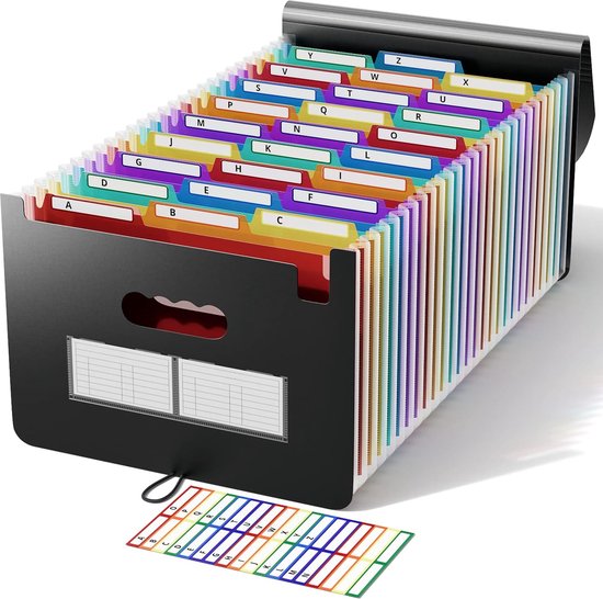JABNOW Documentenmap A4, documentenmap met rekenmachine, planner met zelfklevende notities en informatievak, harde schaal met handvat voor studenten en professionals