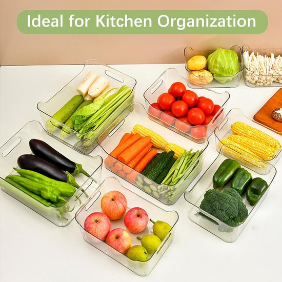 FINEW Set von 4 Stapelbare Kühlschrank Organizer - 2 Große/2 Mittel