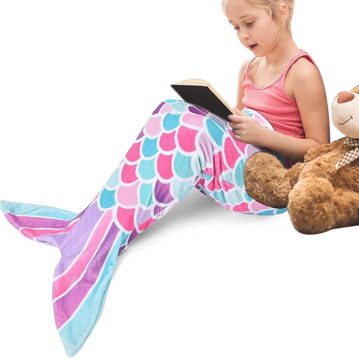Zeemeerminnen Deken voor Kinderen - Zachte en Warme Flanel Fleece Deken met Droommaagd Thema - Perfect Cadeau voor Meisjes - 140 x 60 cm