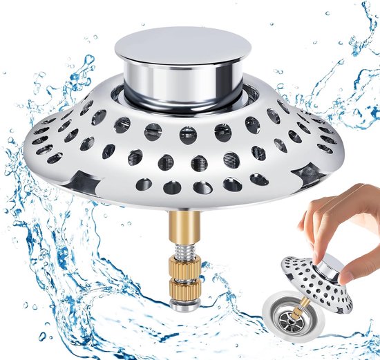 2-in-1 Badstop met Haarvanger en Filtratieontwerp, Verstelbare Hoogte ...